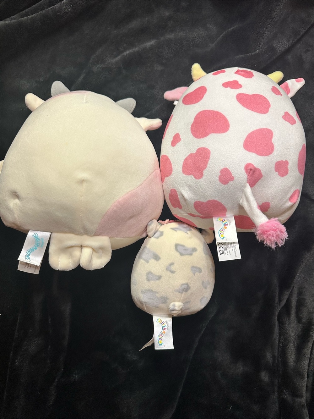 Squishmallows Cow Plush Bundle Pink & Cream Floral Soft Stuffed Animals Set of 3 - Picture 3 of 9